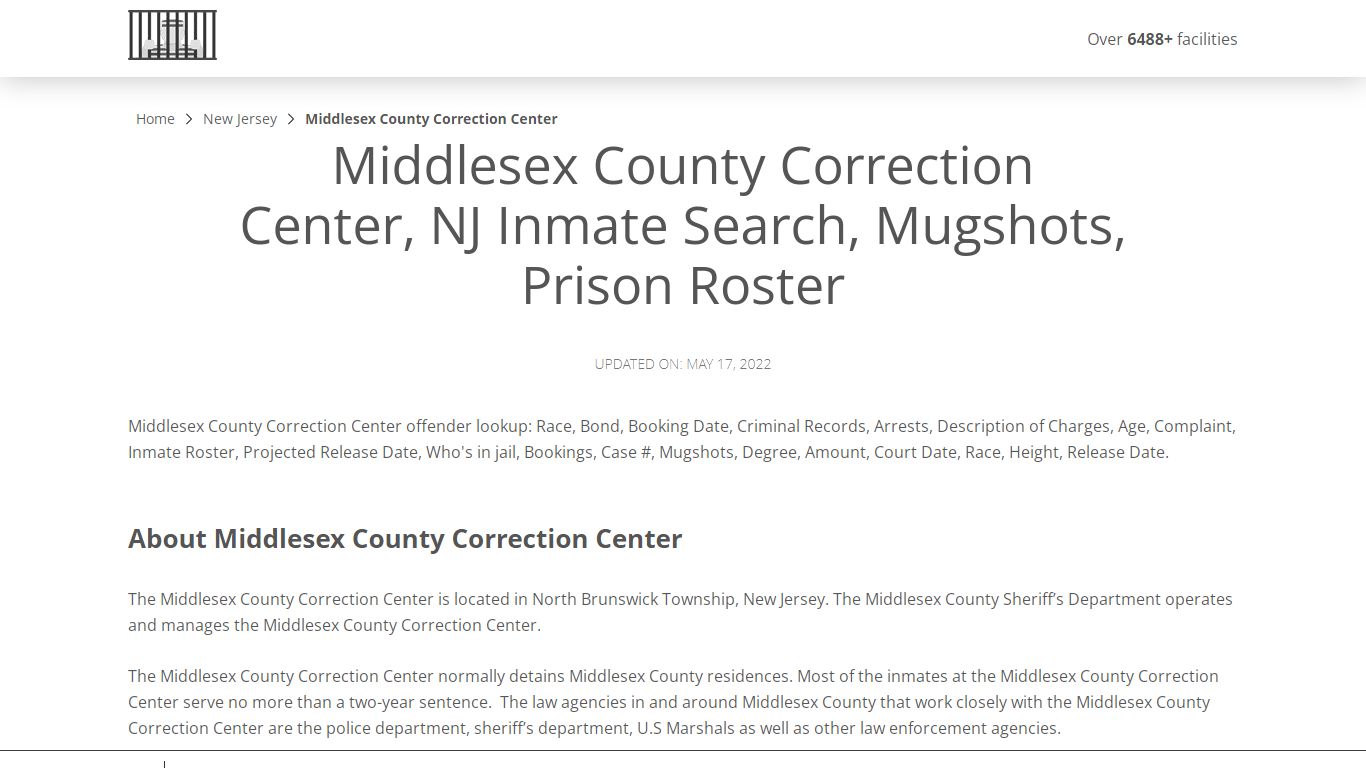 Middlesex County Correction Center, NJ Inmate Search ...