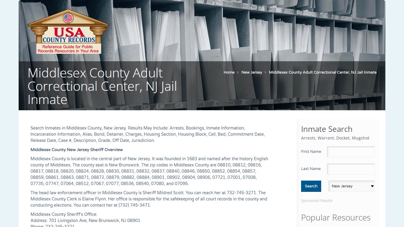 Middlesex County Adult Correctional Center, NJ Jail Inmate ...